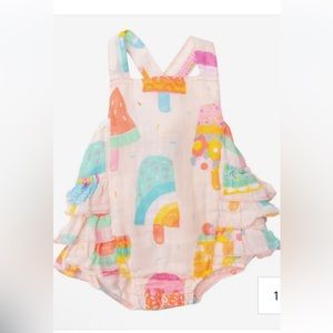Angel Dear 6-12 month Popsicle Ruffle Sunsuit and Matching Bucket Hat